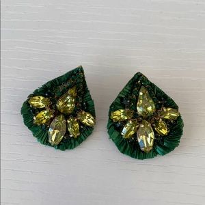 Emerald green stone earrings